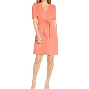 Adrianna Papell A-line dress waistline tie. Short sleeve with back zipper size 8